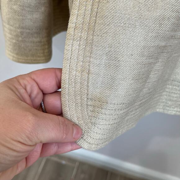 Burberry London Gold Metallic Cotton Linen Collarless Swing Style Jacket Sz 8R - Picture 11 of 11